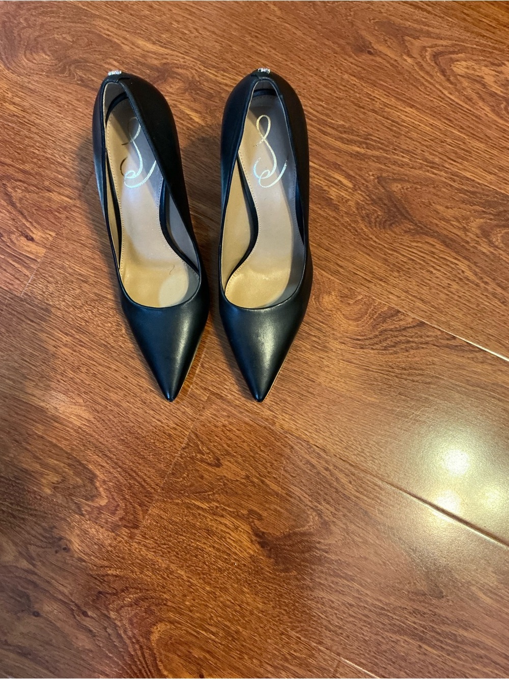 Sam Edelman Black Pointed-Toe Leather Pumps